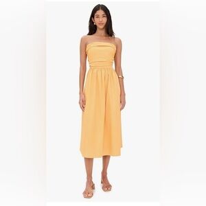 pistola Strapless Midi Dress in Warm Yellow